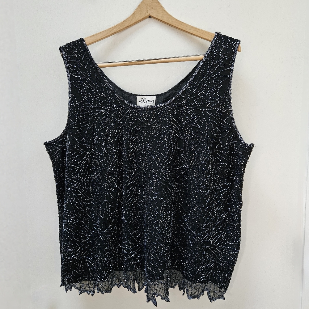 Vintage Beaded Tank Top Plus Size 2X